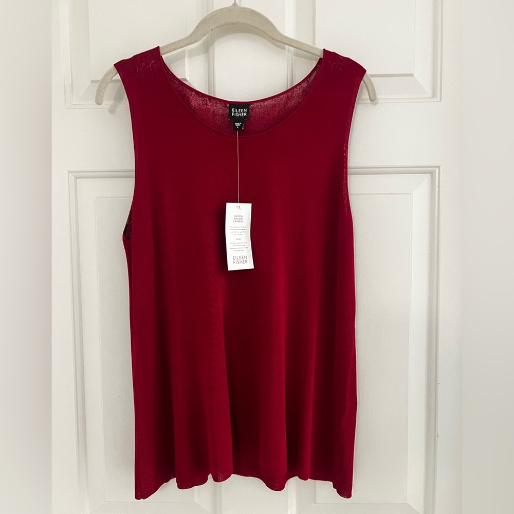Eileen Fisher Red Sleeveless Blouse